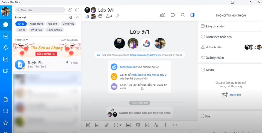 Cách giao bài từng học sinh khi dạy trực tuyến trên Zalo