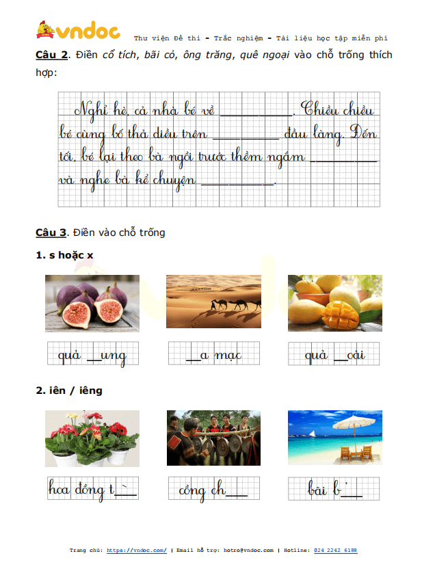 Đề thi giữa kì 2 lớp 1 môn Tiếng Việt năm 2021 sách Cánh Diều - Đề 1