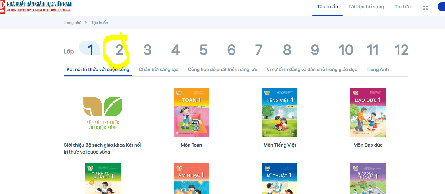 Hướng dẫn xem bộ sách giáo khoa lớp 2 bộ Kết nối tri thức