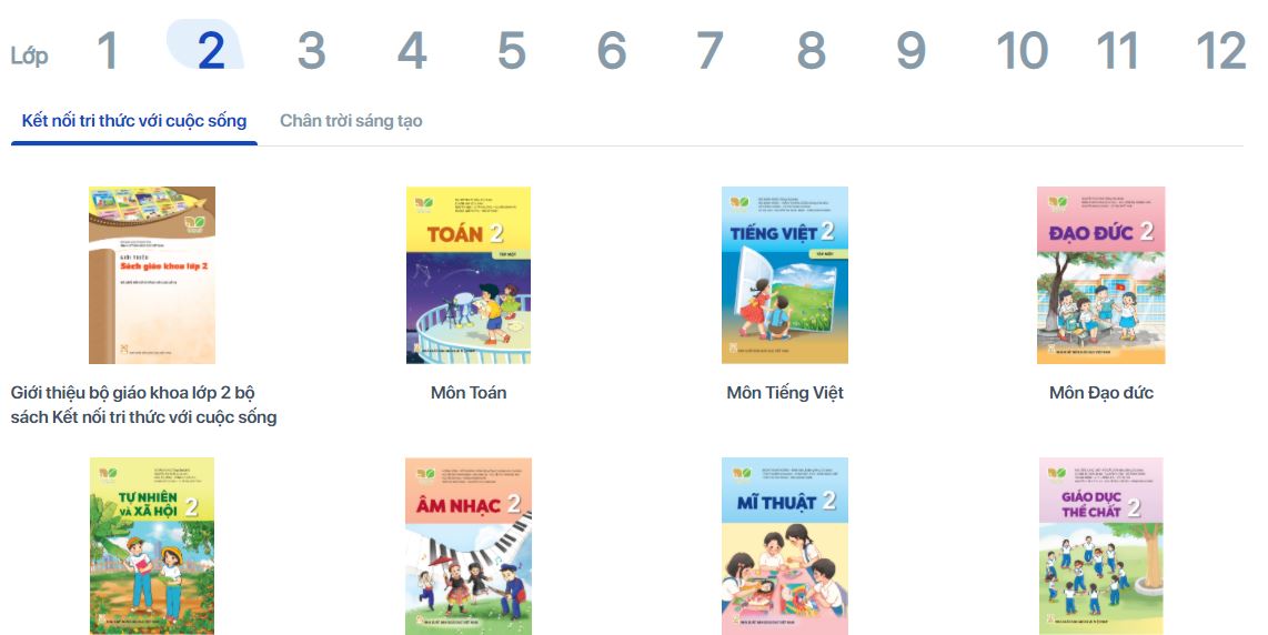 Hướng dẫn xem bộ sách giáo khoa lớp 2 bộ Kết nối tri thức