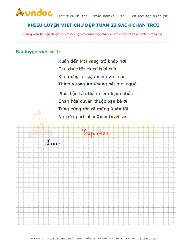 Phiếu luyện viết chữ đẹp lớp 1 sách Chân trời