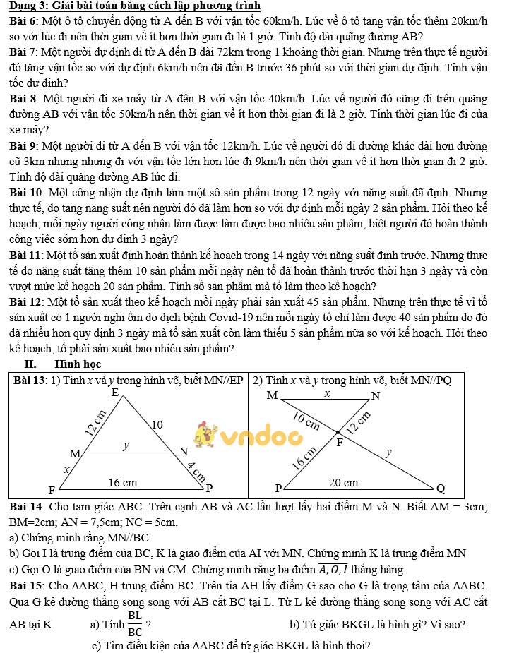 Đề cương ôn tập giữa học kì 2 Toán lớp 8 trường THCS Dịch Vọng năm 2020 - 2021