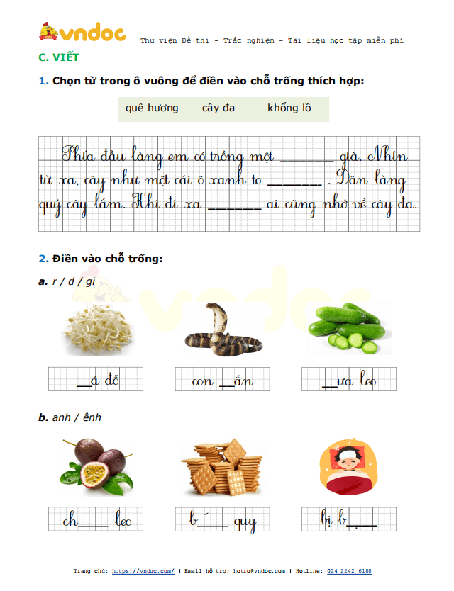 Đề thi giữa kì 2 lớp 1 môn Tiếng Việt năm 2021 sách Cánh Diều - Đề 3