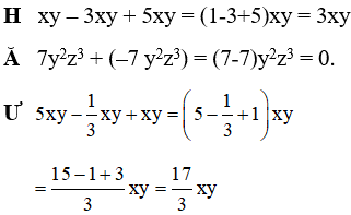 Giải bài tập SGK Toán lớp 7 bài 4: Đơn thức đồng dạng