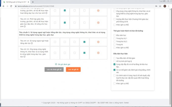 Hướng dẫn nhập Đánh giá GVPT tại trang temis