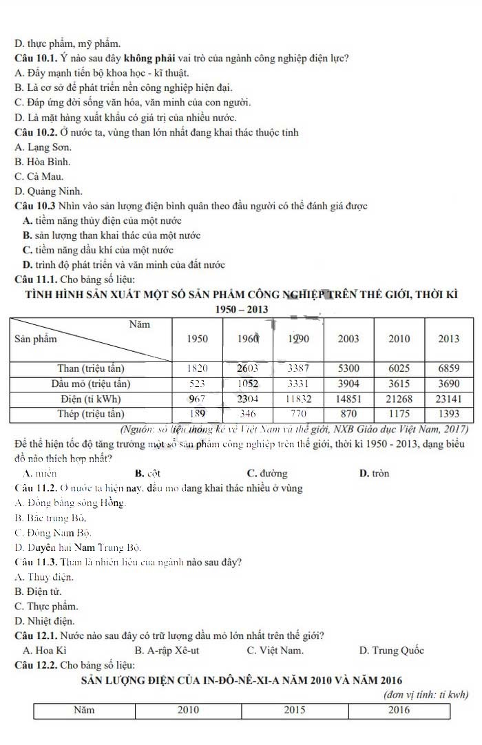Đề cương ôn thi giữa học kì 2 lớp 10 môn Địa lý Trường THPT Phú Bài, Thừa Thiên Huế năm 2020 - 2021