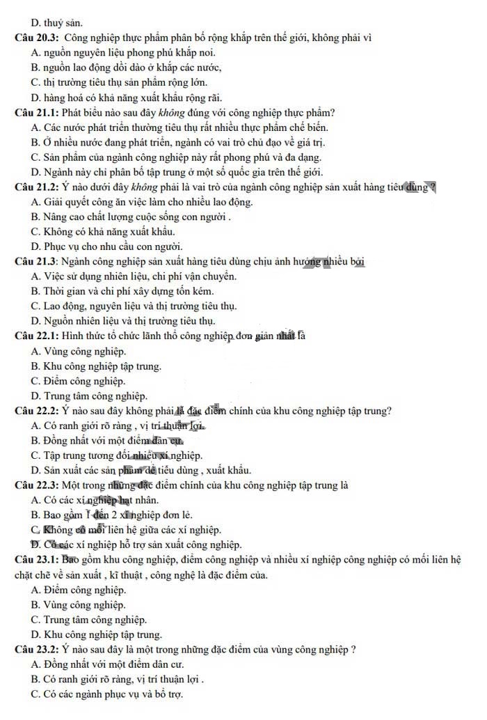 Đề cương ôn thi giữa học kì 2 lớp 10 môn Địa lý Trường THPT Phú Bài, Thừa Thiên Huế năm 2020 - 2021