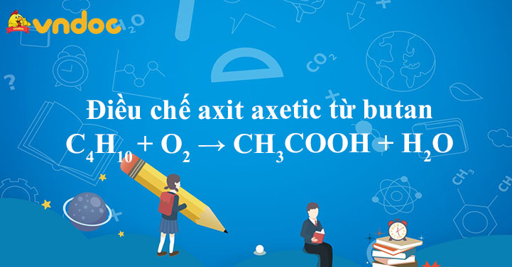 C4H10 + O2 → CH3COOH + H2O - Điều chế axit axetic