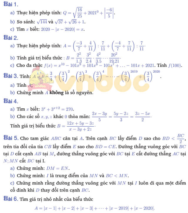 Đề thi học sinh giỏi cấp huyện lớp 7 môn Toán