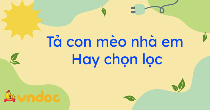 Tả con mèo nhà em Hay chọn lọc (10 mẫu) - Bài văn mẫu tả con mèo 