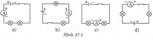 Giải bài tập SGK Vật lý lớp 7 bài 27: Thực hành: Đo cường độ dòng điện và hiệu điện thế đối với đoạn mạch nối tiếp