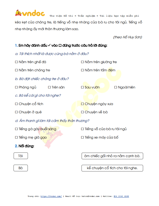 Đề thi học kì 2 lớp 1 môn Tiếng Việt sách Cánh Diều năm 2020-2021 theo Thông tư 27 - Đề 2