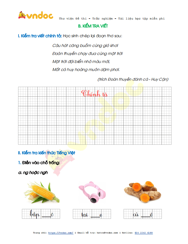 Đề thi học kì 2 lớp 1 môn Tiếng Việt sách Cánh Diều năm 2020-2021 theo Thông tư 27 - Đề 2