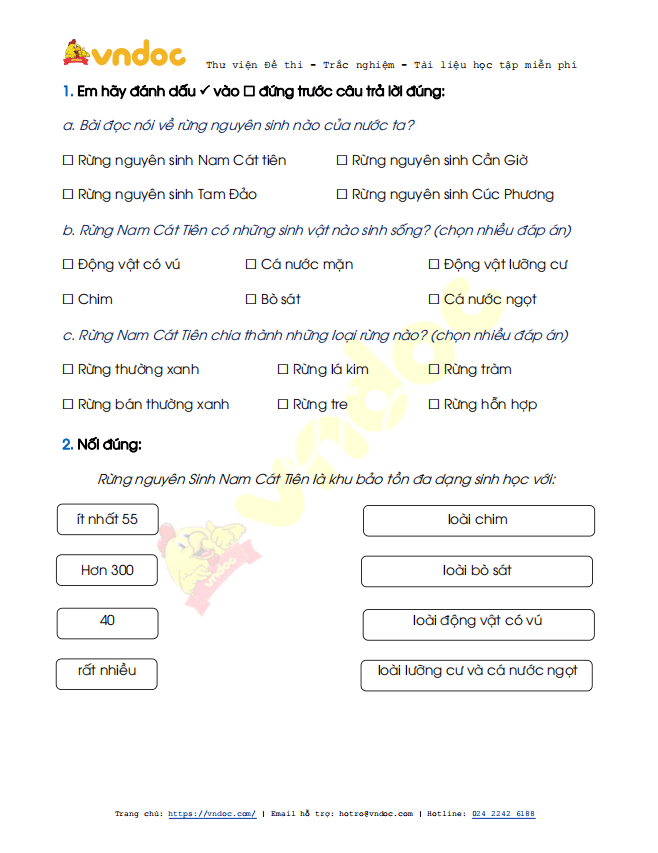 Đề thi học kì 2 lớp 1 môn Tiếng Việt sách Chân trời sáng tạo năm 2020-2021 theo Thông tư 27 - Đề 2