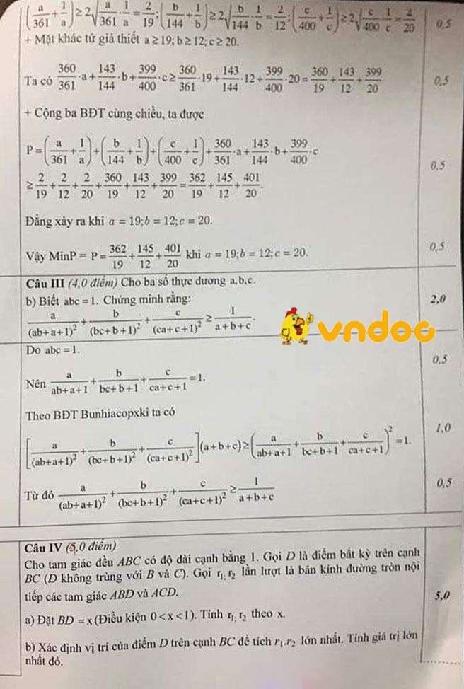 Đề thi chọn học sinh giỏi lớp 9 môn Toán Phòng GD&ĐT Ba Đình năm 2020 - 2021 (vòng 2)