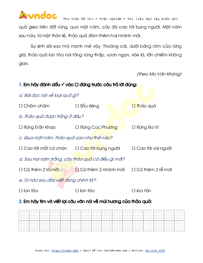 Đề thi học kì 2 lớp 1 môn Tiếng Việt sách Chân trời sáng tạo năm 2020-2021 theo Thông tư 27 - Đề 3