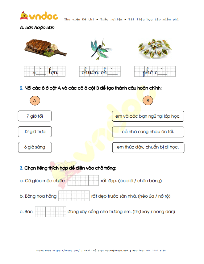 Đề thi học kì 2 lớp 1 môn Tiếng Việt sách Chân trời sáng tạo năm 2020-2021 theo Thông tư 27 - Đề 3