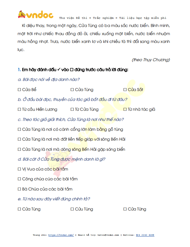 Đề thi học kì 2 lớp 1 môn Tiếng Việt sách Kết nối tri thức năm 2020-2021 theo Thông tư 27 - Đề 3