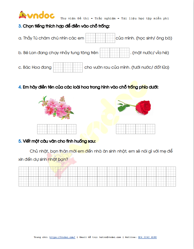 Đề thi học kì 2 lớp 1 môn Tiếng Việt sách Kết nối tri thức năm 2020-2021 theo Thông tư 27 - Đề 3