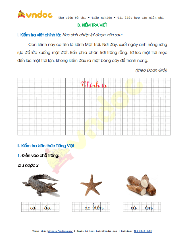 Đề thi học kì 2 lớp 1 môn Tiếng Việt năm 2020-2021 sách Cánh Diều - Đề 4