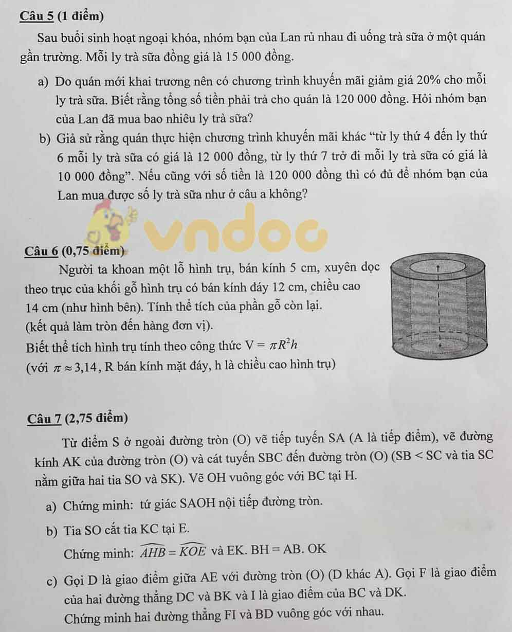 Đề thi học kì 2 Toán 9 Phòng GD&ĐT Quận 4 năm 2020 - 2021
