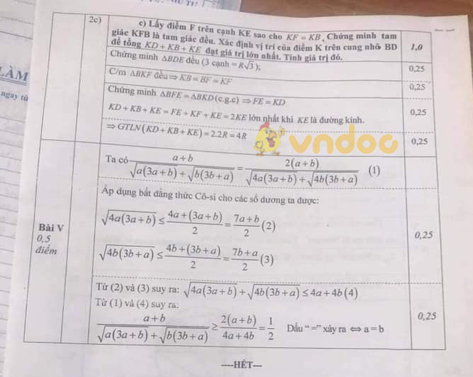 Đề thi thử vào lớp 10 môn Toán phòng GD&ĐT Quận Ba Đình năm 2020 - 2021