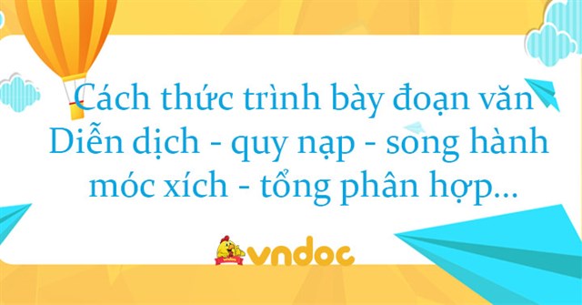 Cách trình bày đoạn văn: Diễn dịch – quy nạp – song hành – móc …