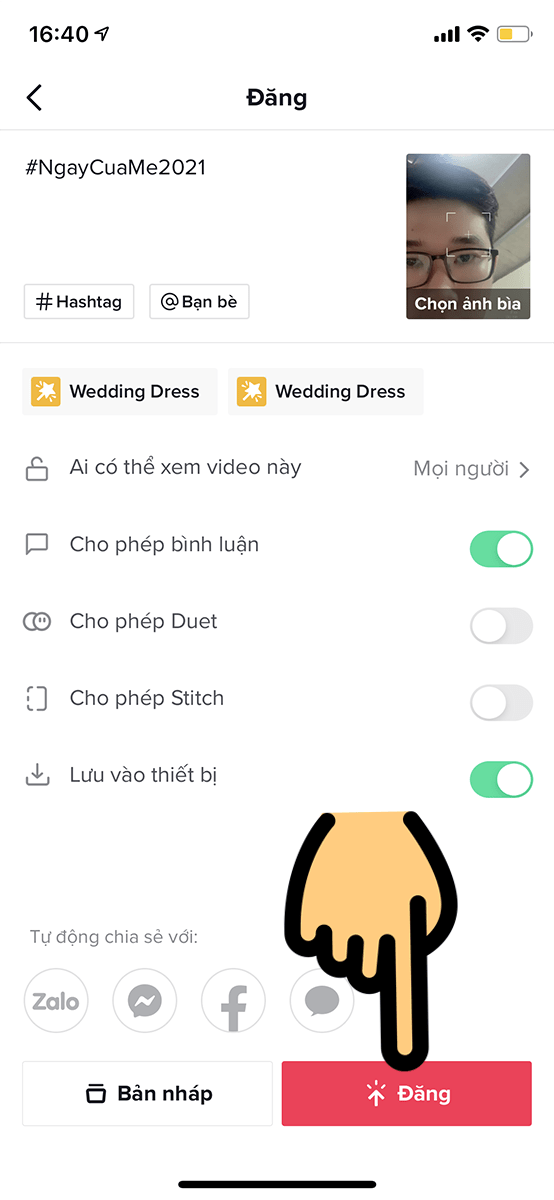 Nhấn nút Đăng để tải video lên TikTok Nhấn nút Đăng để tải video lên TikTok