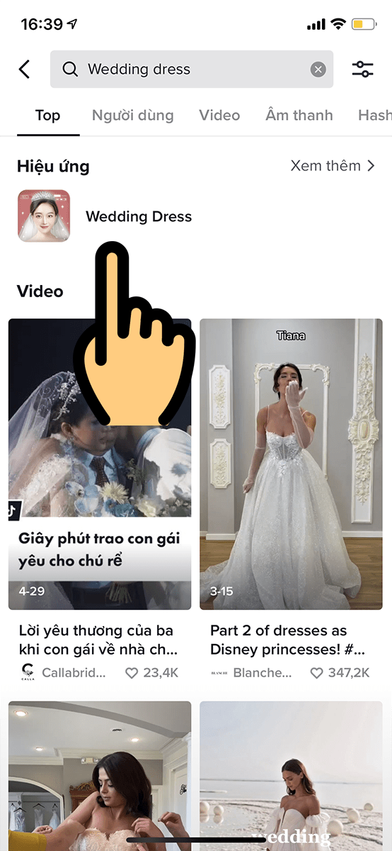Chọn hiệu ứng Wedding Dress Chọn hiệu ứng Wedding Dress