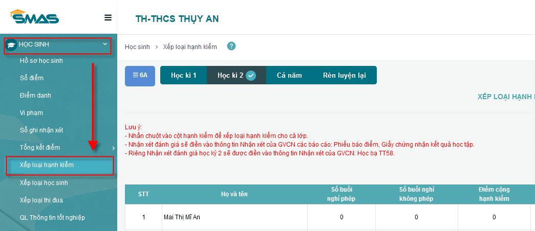 Hướng dẫn ghi nhận xét của giáo viên chủ nhiệm vào sổ điện tử SMAS