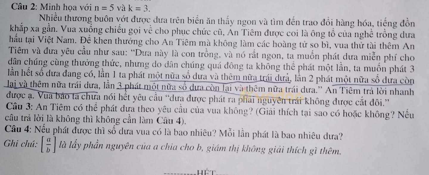 Đề thi học kì 2 môn Tin học lớp 10 trường THPT Trịnh Hoài Đức, Bình Dương năm 2020-2021