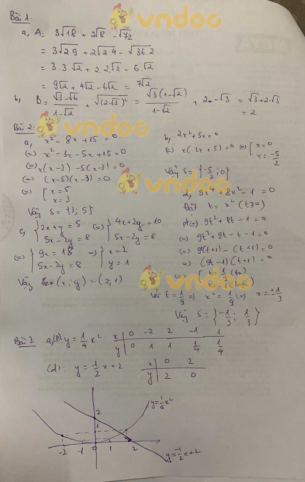 Đáp án đề thi tuyển sinh lớp 10 môn Toán tỉnh Vĩnh Long năm 2021