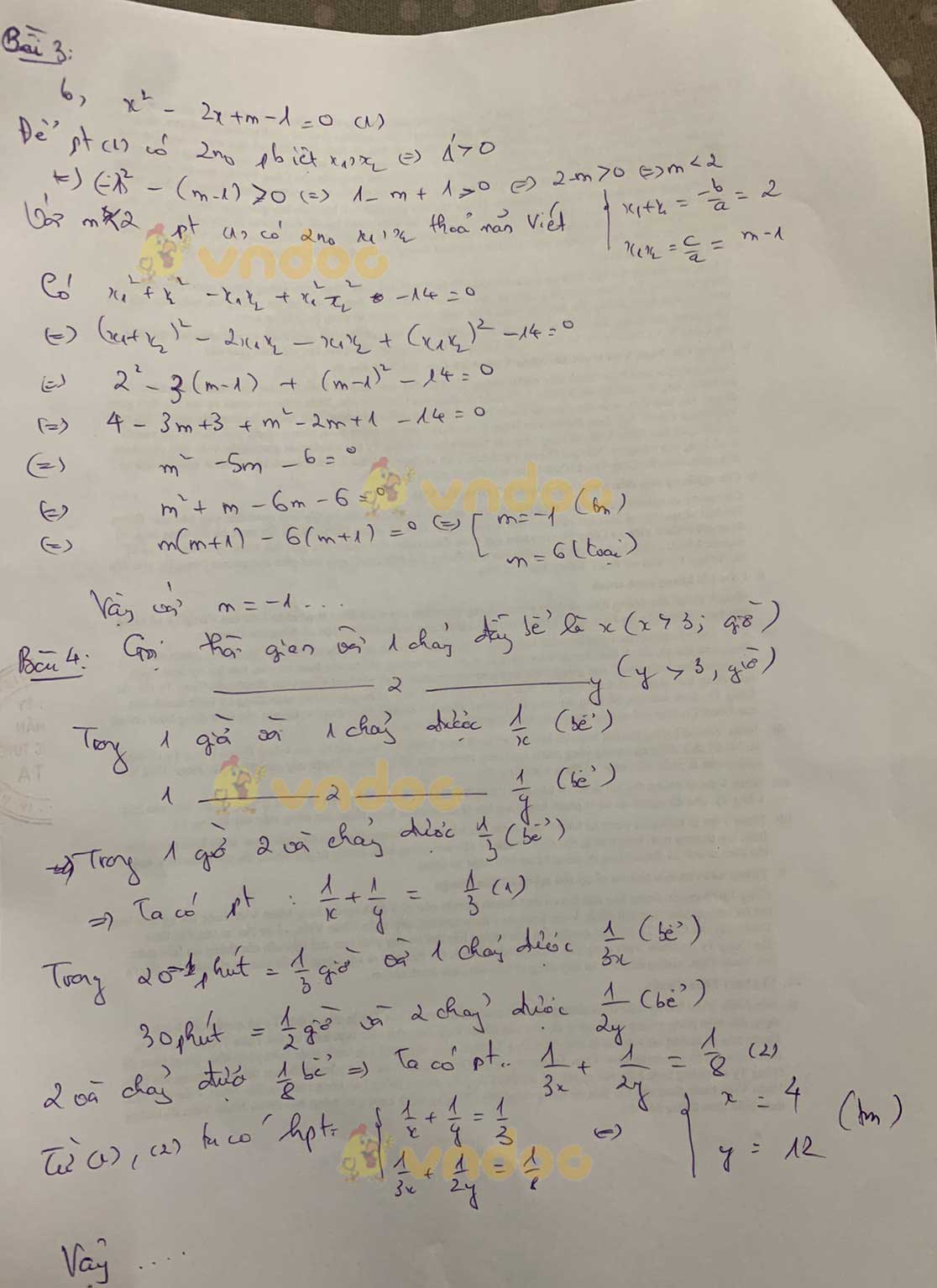 Đáp án đề thi vào lớp 10 môn Toán tỉnh Vĩnh Long 2021