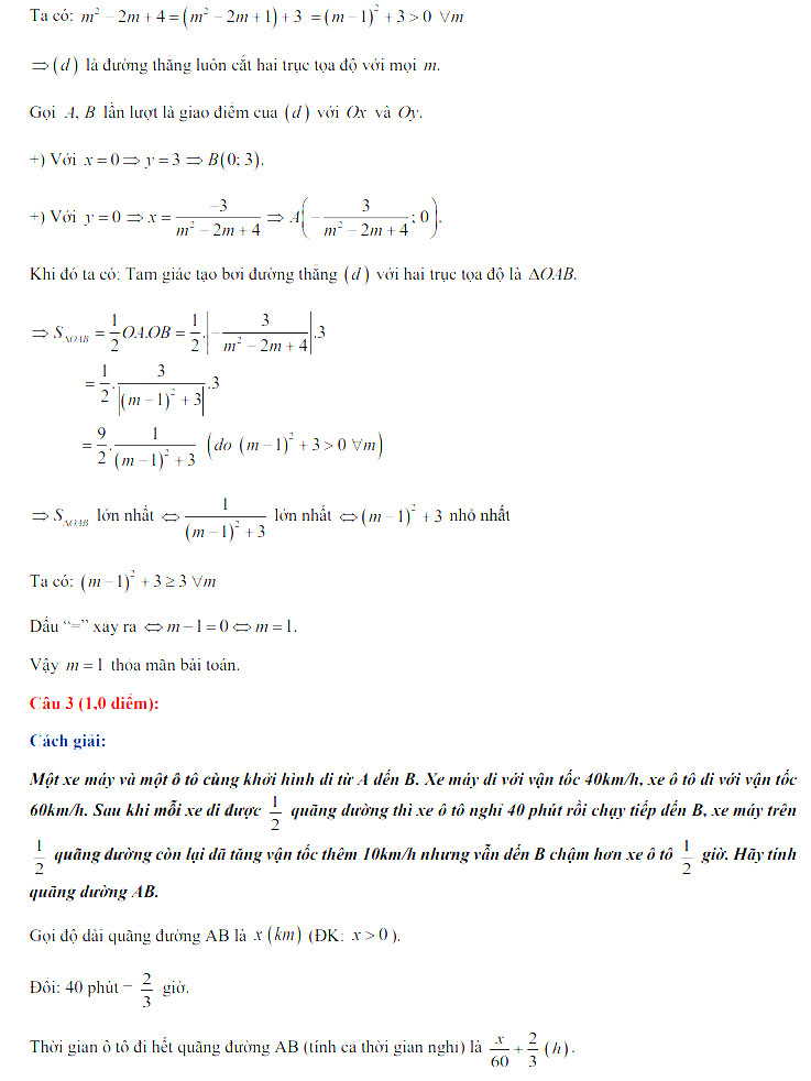 Đáp án đề thi tuyển sinh lớp 10 môn Toán trường THPT chuyên Đại học Khoa Học năm 2021