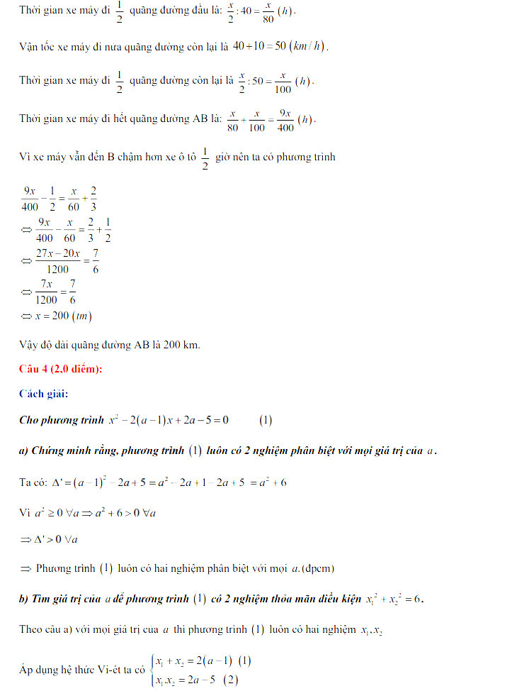 Đáp án đề thi tuyển sinh lớp 10 môn Toán trường THPT chuyên Đại học Khoa Học năm 2021