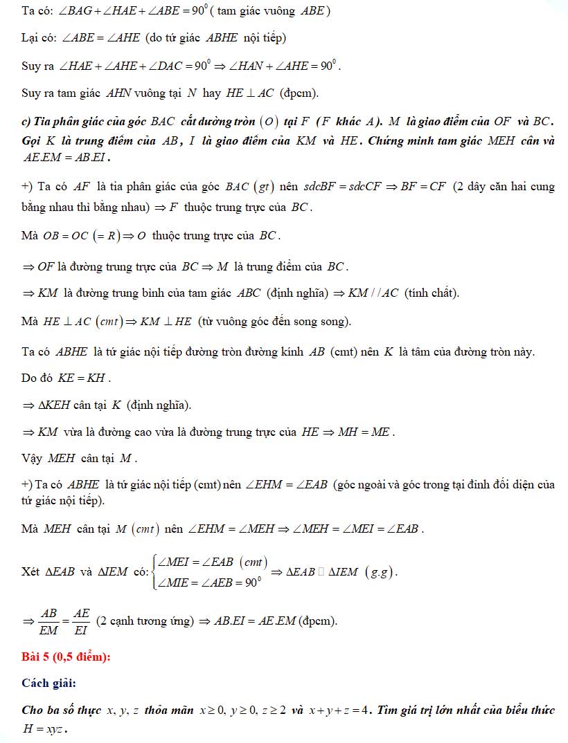Đáp án đề thi tuyển sinh lớp 10 năm 2021 môn Toán chuyên tỉnh Quảng Nam