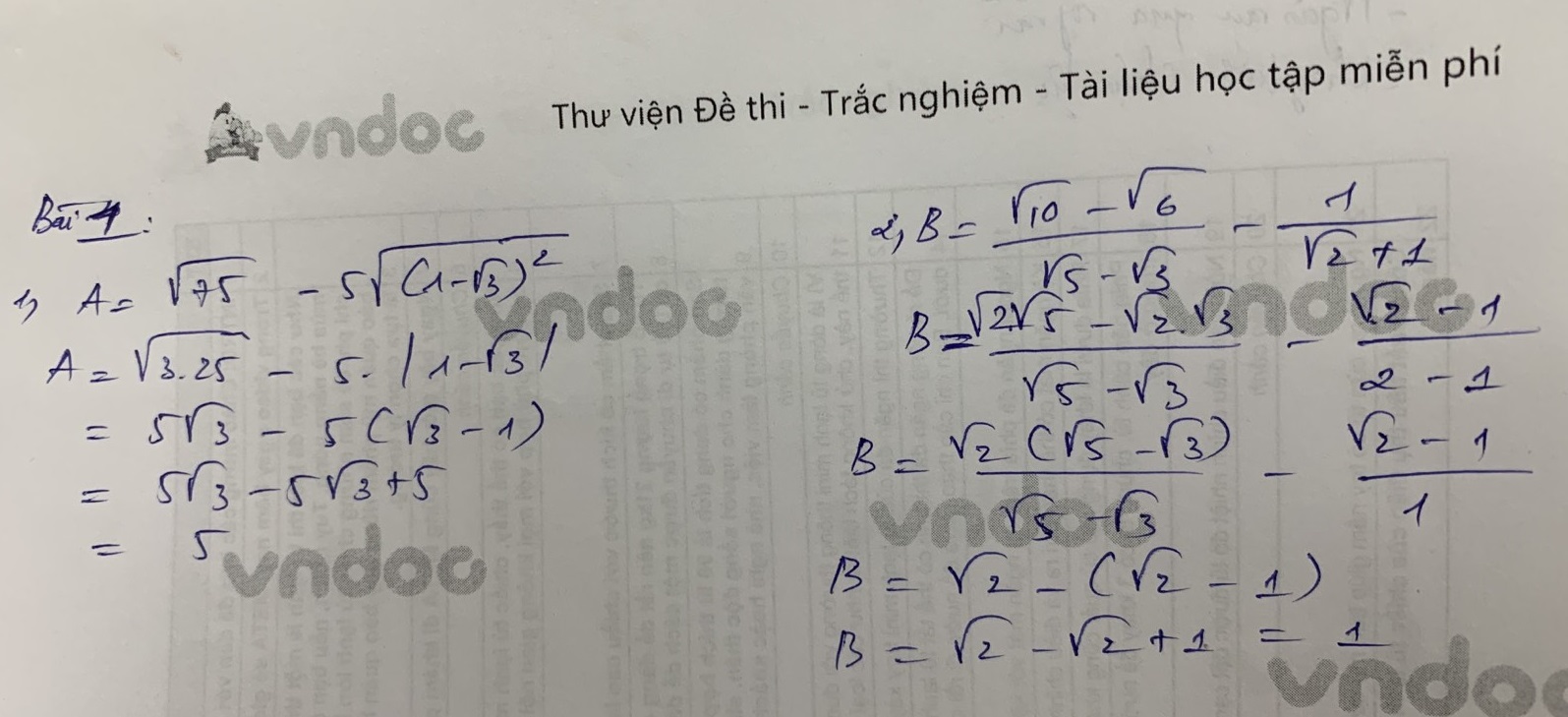 Đáp án đề thi vào lớp 10 môn Toán tỉnh Bình Dương năm 2021