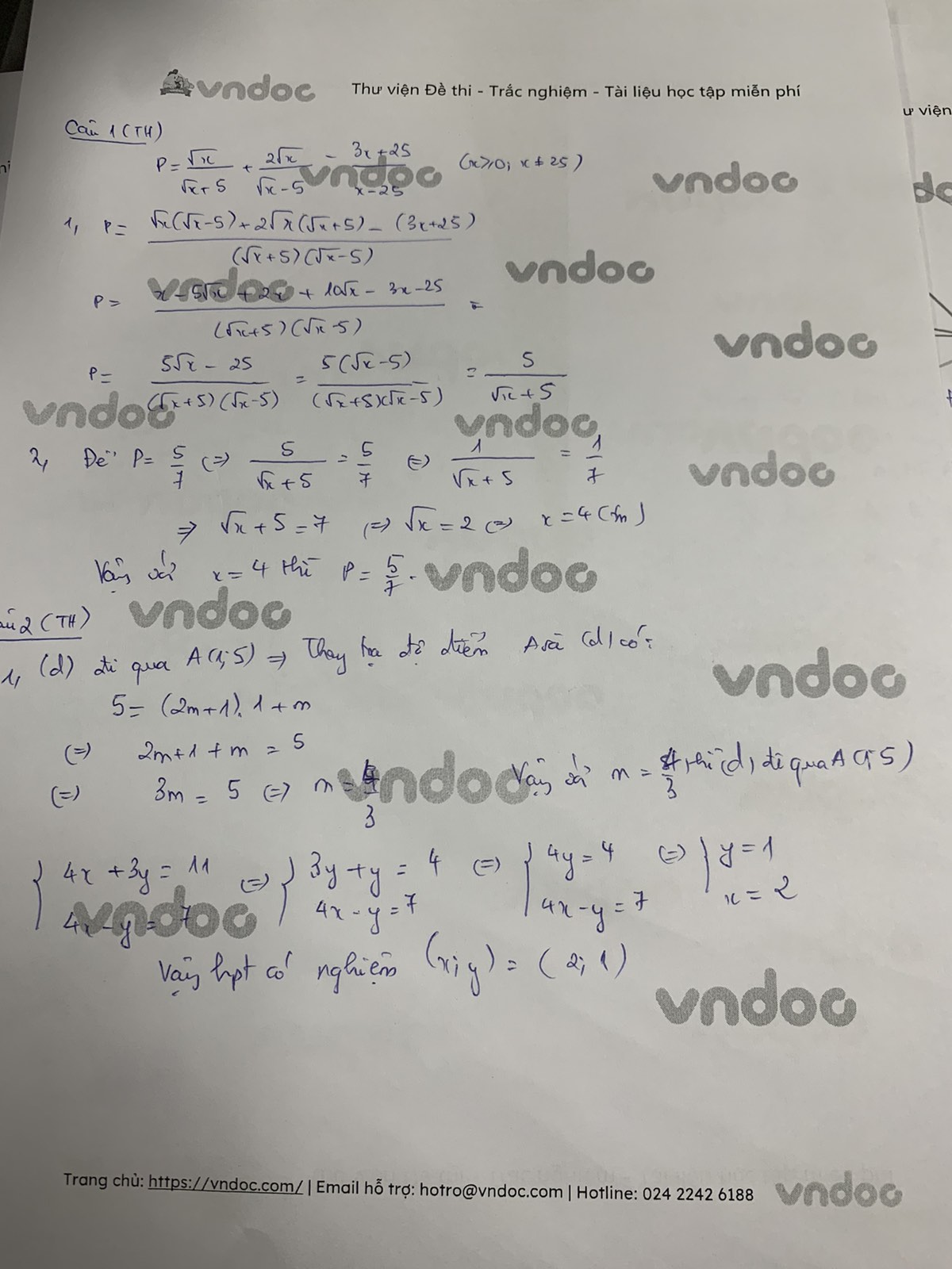 Đáp án đề thi tuyển sinh lớp 10 môn Toán tỉnh Thanh Hóa năm 2021