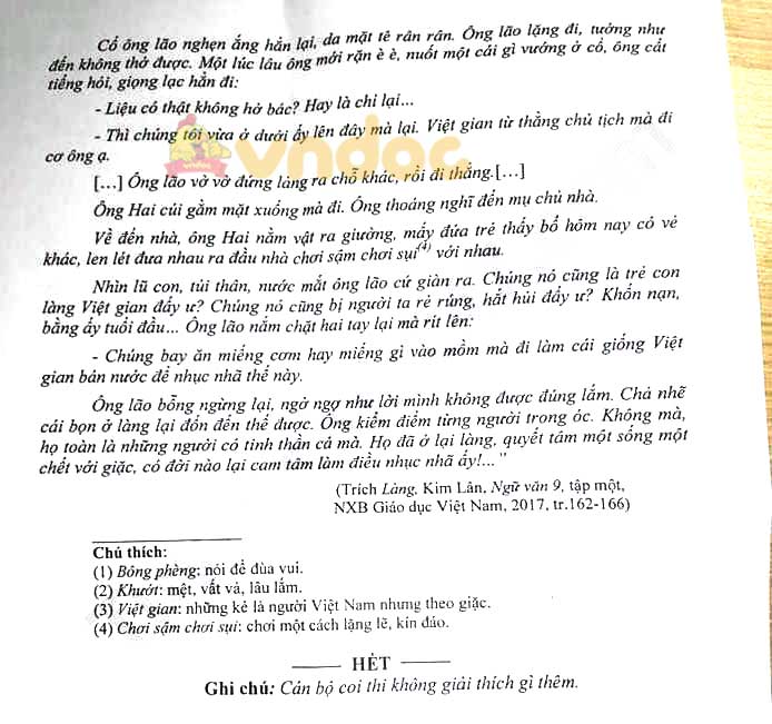 Đáp án đề thi tuyển sinh lớp 10 môn Văn tỉnh Quảng Ngãi năm 2021