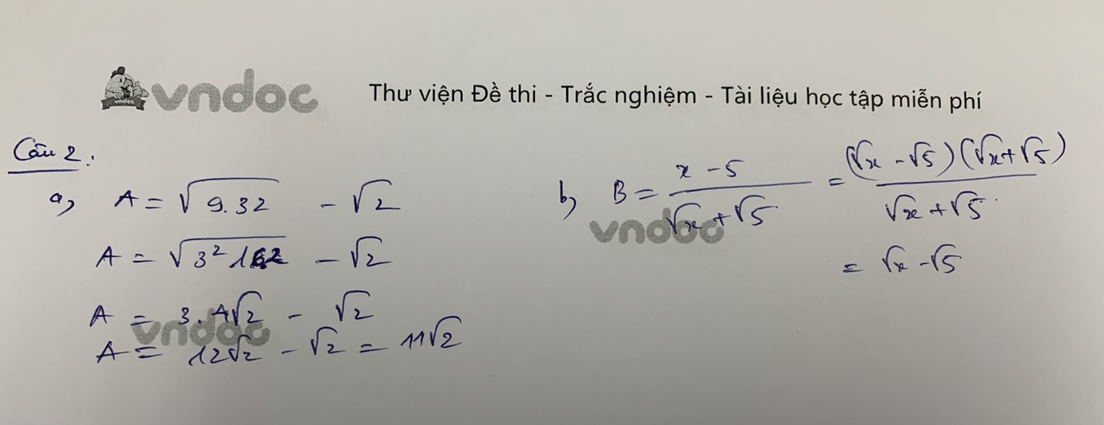Đáp án đề thi tuyển sinh lớp 10 môn Toán Bến Tre