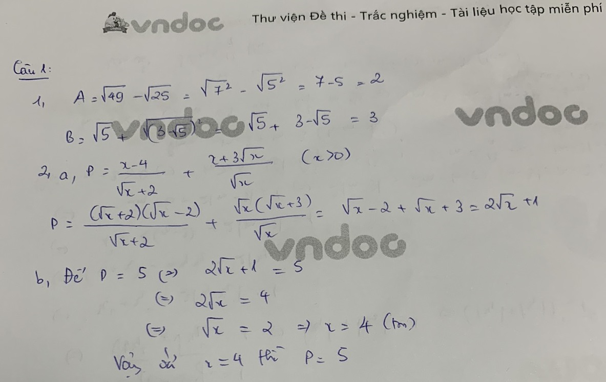 Đáp án đề thi vào lớp 10 môn Toán tỉnh Bình Phước năm 2021