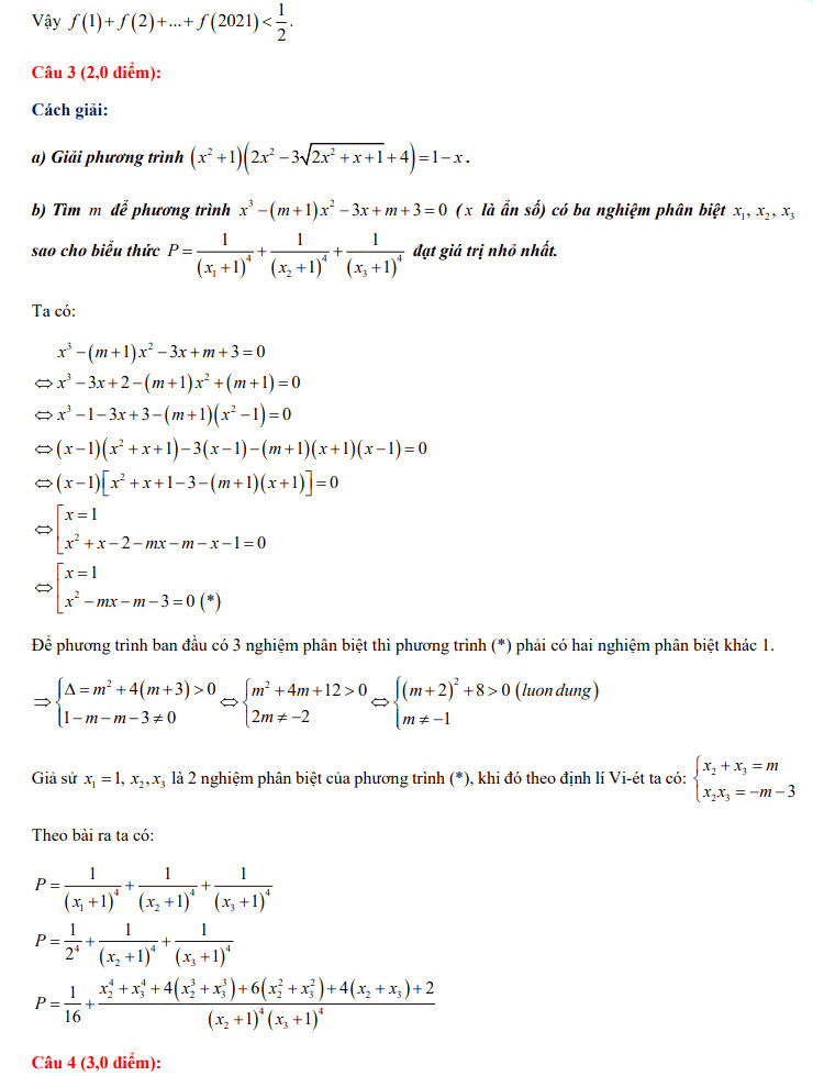 Đáp án đề thi vào lớp 10 môn Toán Trường THPT Chuyên Quốc Học Huế năm 2021