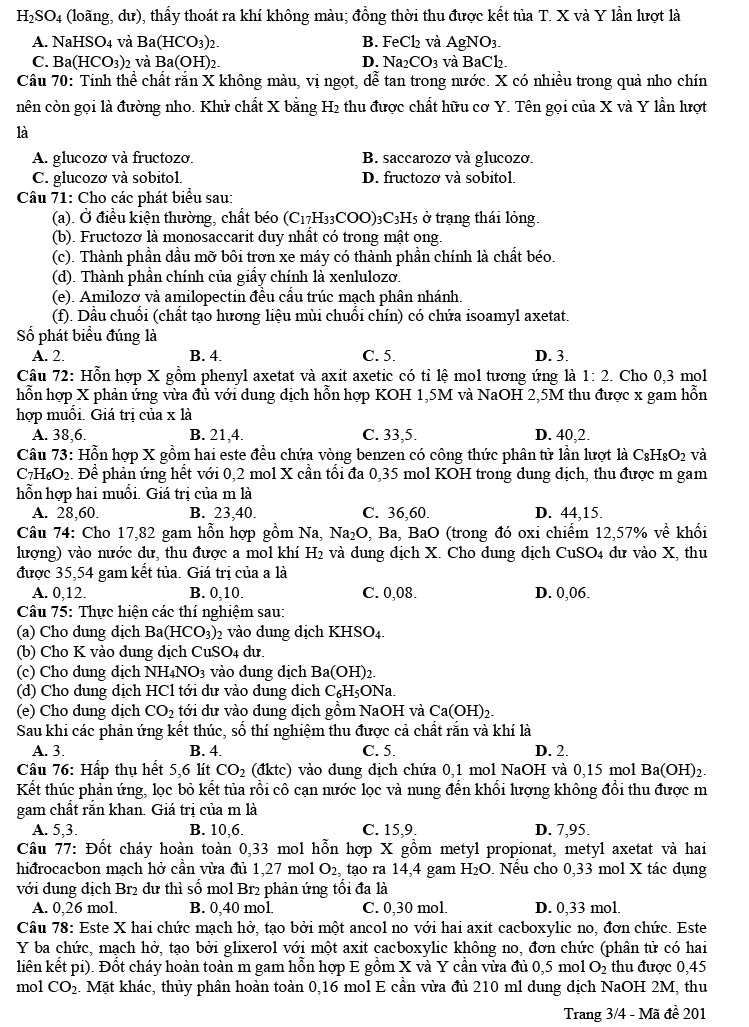 Đề thi thử THPT Quốc gia năm 2021 môn Hóa tỉnh Cà Mau