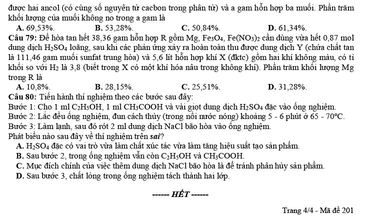 Đề thi thử THPT Quốc gia năm 2021 môn Hóa tỉnh Cà Mau