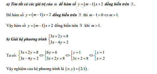 Đáp án đề thi vào lớp 10 môn Toán tỉnh Quảng Bình năm 2021