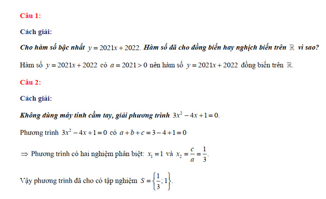 Đáp án đề thi vào lớp 10 môn Toán tỉnh Thái Nguyên năm 2021