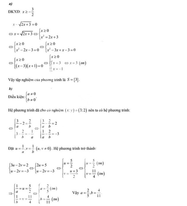 Đáp án đề thi vào lớp 10 môn Toán tỉnh Cà Mau năm 2021