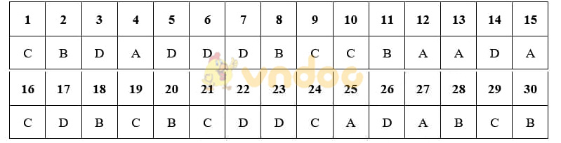 Đáp án đề thi Sử Hà Nội - Mã đề 016