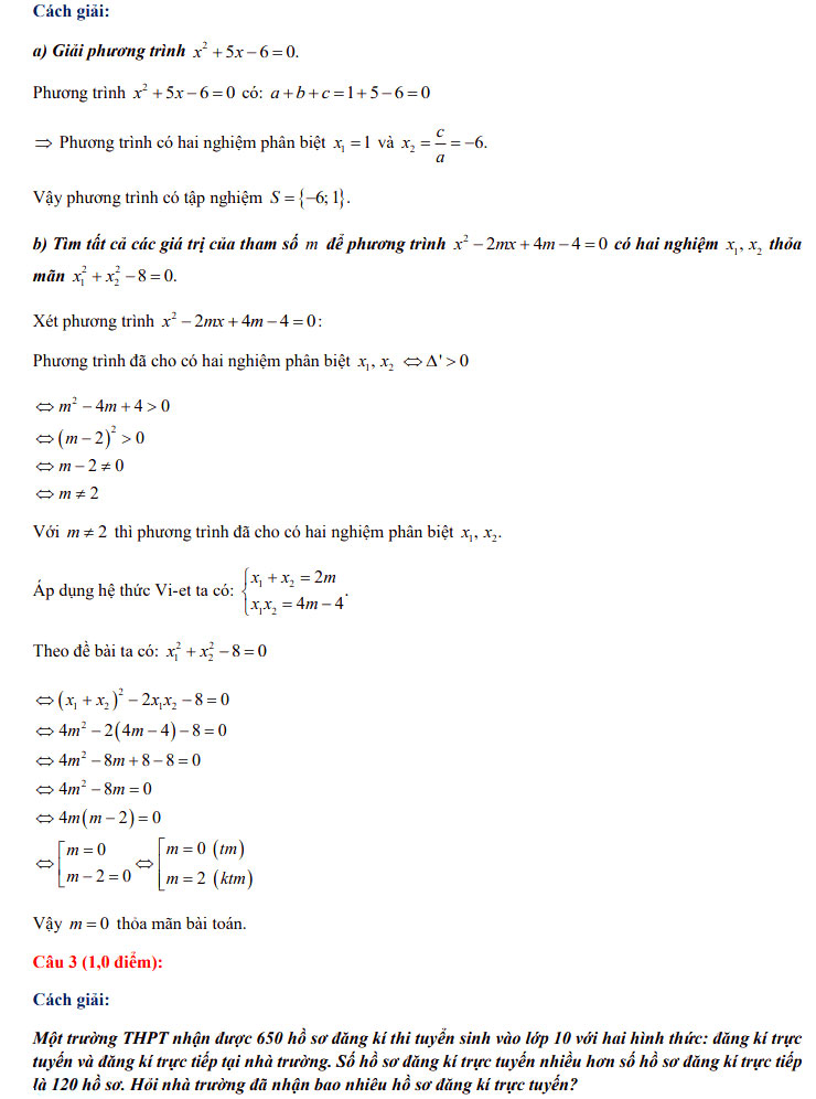 Đáp án đề thi tuyển sinh lớp 10 môn Toán Sơn La 2021