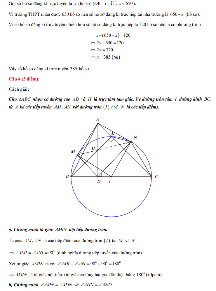Đáp án đề thi tuyển sinh lớp 10 môn Toán Sơn La 2021